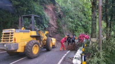 Diguyur Hujan Deras, Tebing Jalan Raya Kediri-Batu Longsor