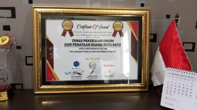 Kembali, DPUPR Kota Batu Sabet Penghargaan Bergengsi Bidang Layanan Publik