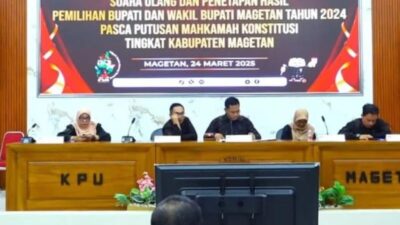 KPU Magetan Nyatakan Paslon Nomor Urut 01 Raih Suara Terbanyak Pasca PSU Pilkada Magetan 2024